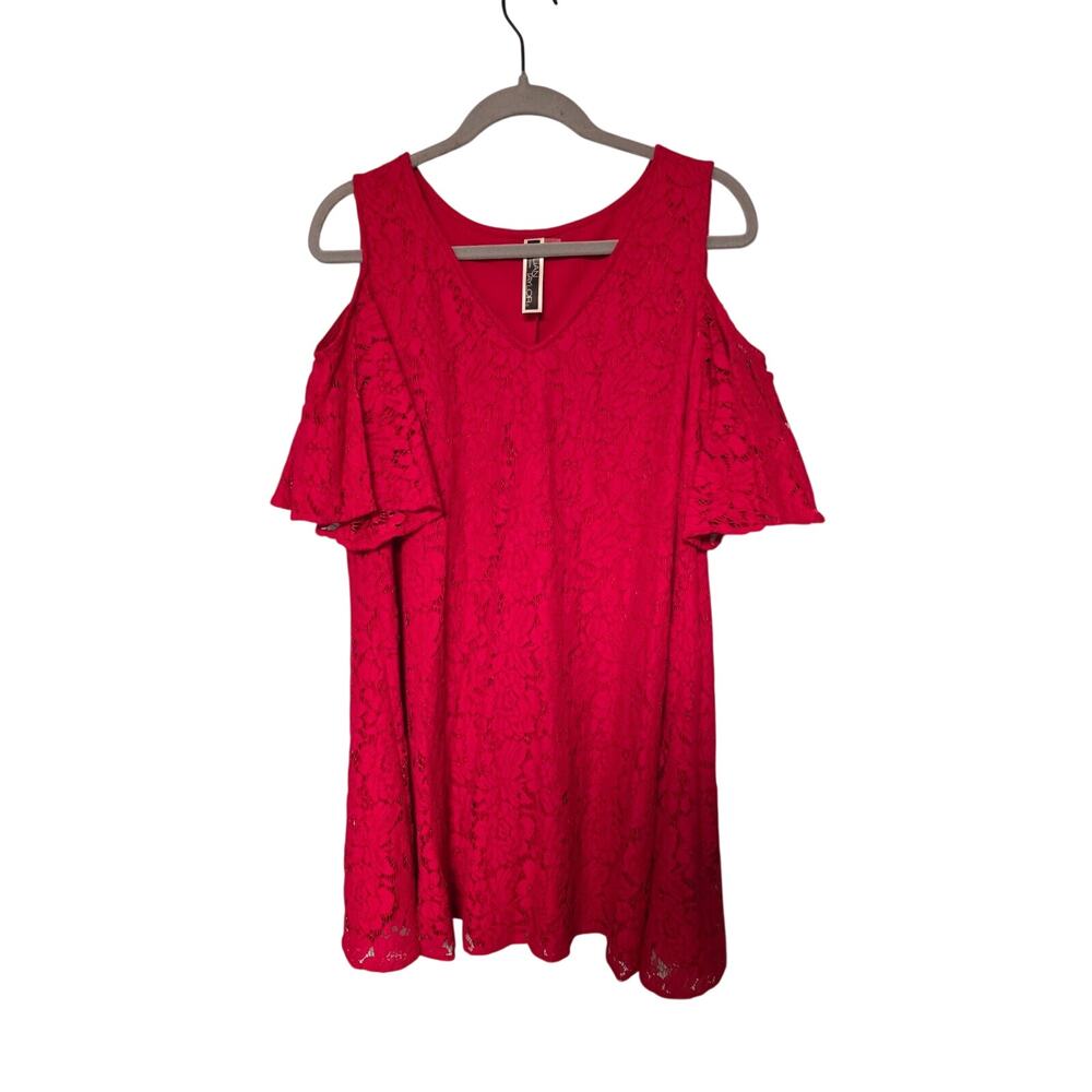 Julian Taylor Red Lace Cold Shoulder Dress Size 14